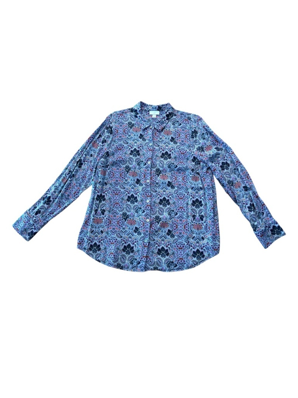 SALE J. Jill Silky Floral Button-Down Blouse – Size Medium - Picture 3 of 8